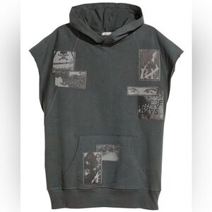 H&M Divided Sleeveless Hoodie XS, 100% Cotton, Patch Detail, NWT